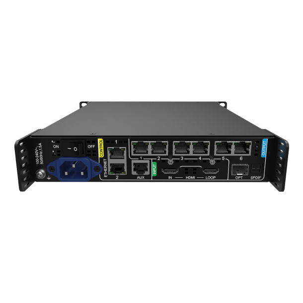 The back of a server with a power supply.