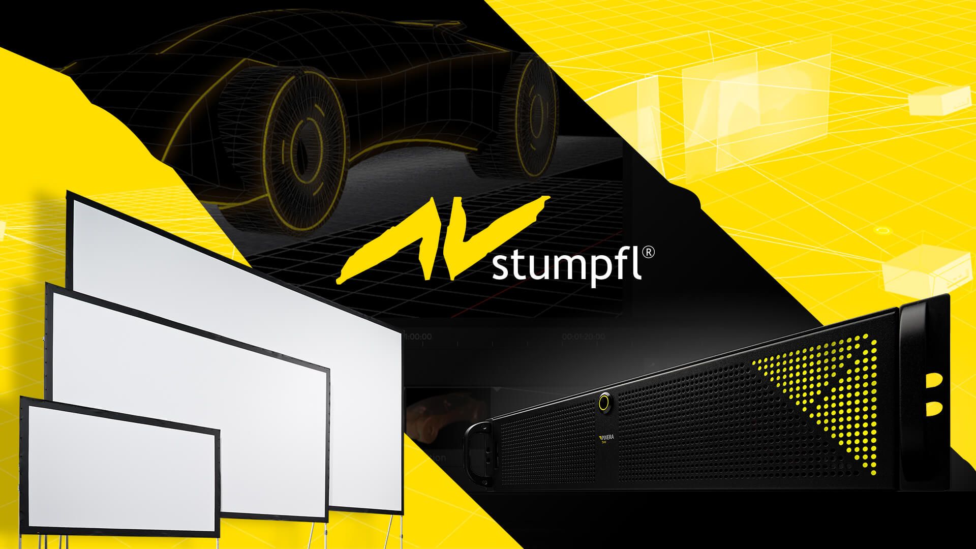 A black and yellow background with the words stumpfit on it for Barco.
