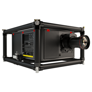 An image of a projector on a black background.