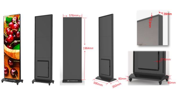 An image of a display stand with different sizes and measurements.