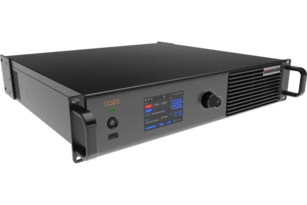 A power amplifier with an electronic control panel.