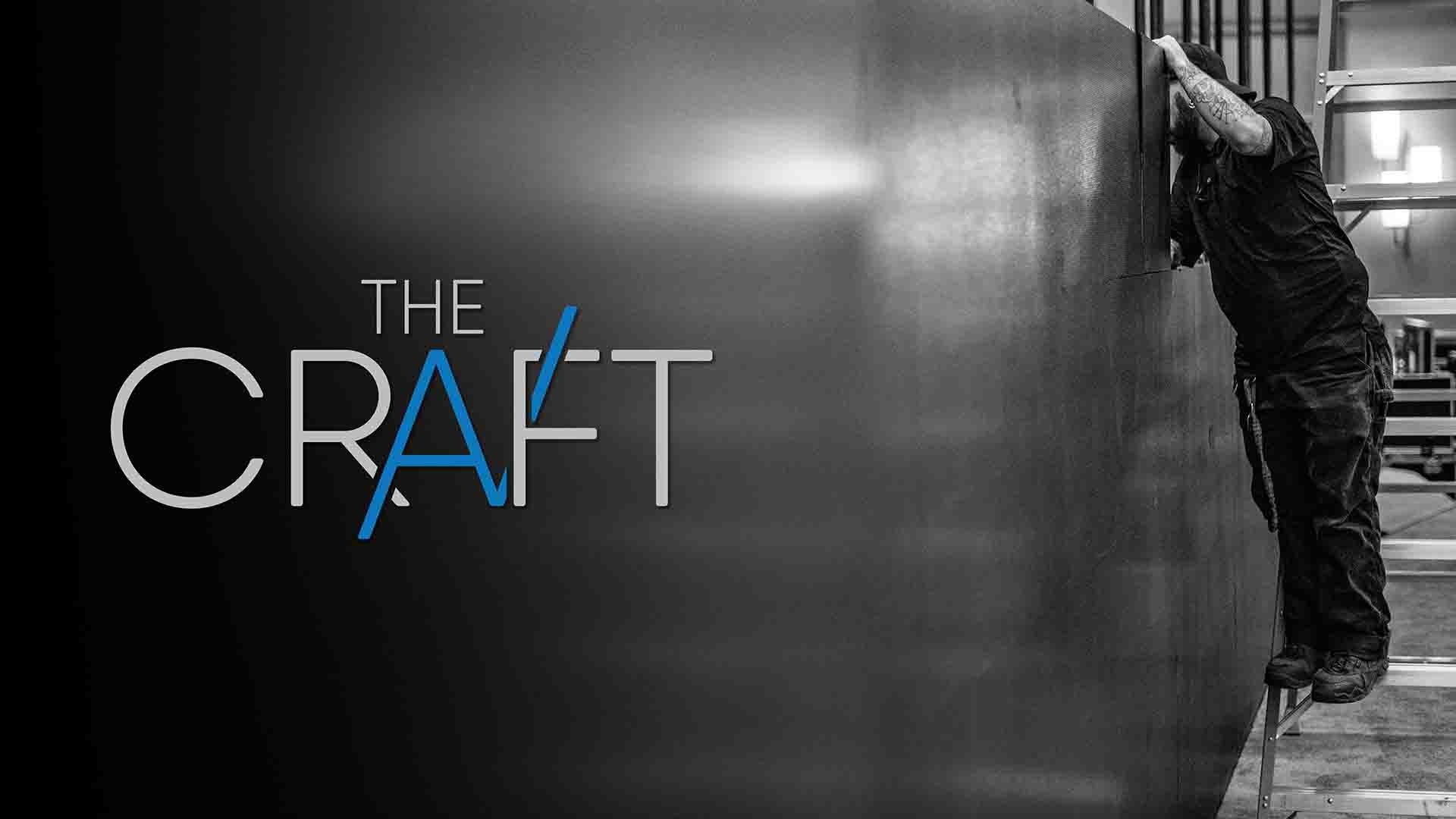 The craft logo with a man leaning against a wall.