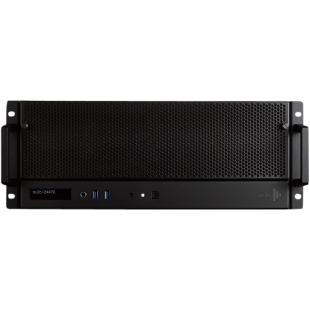 A black power supply with a remote control.