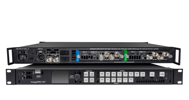 A video switcher with two inputs and two outputs.