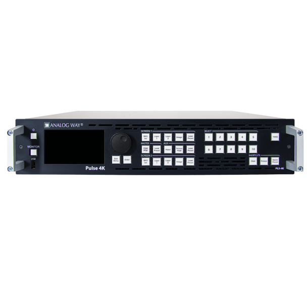 A digital video recorder on a black background.