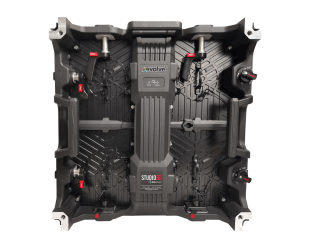 The back of a black box with a red light on it.